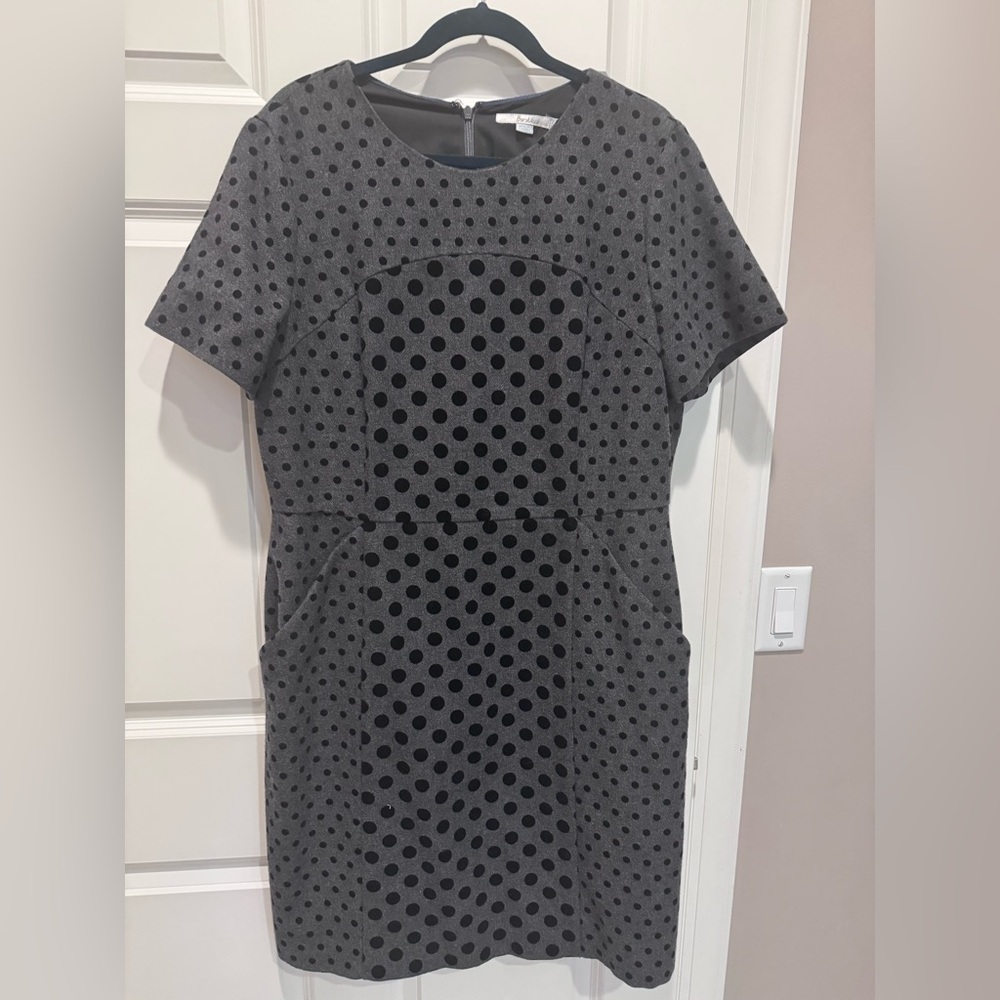 Boden Polka Dot Sheath Dress - Black and Gray